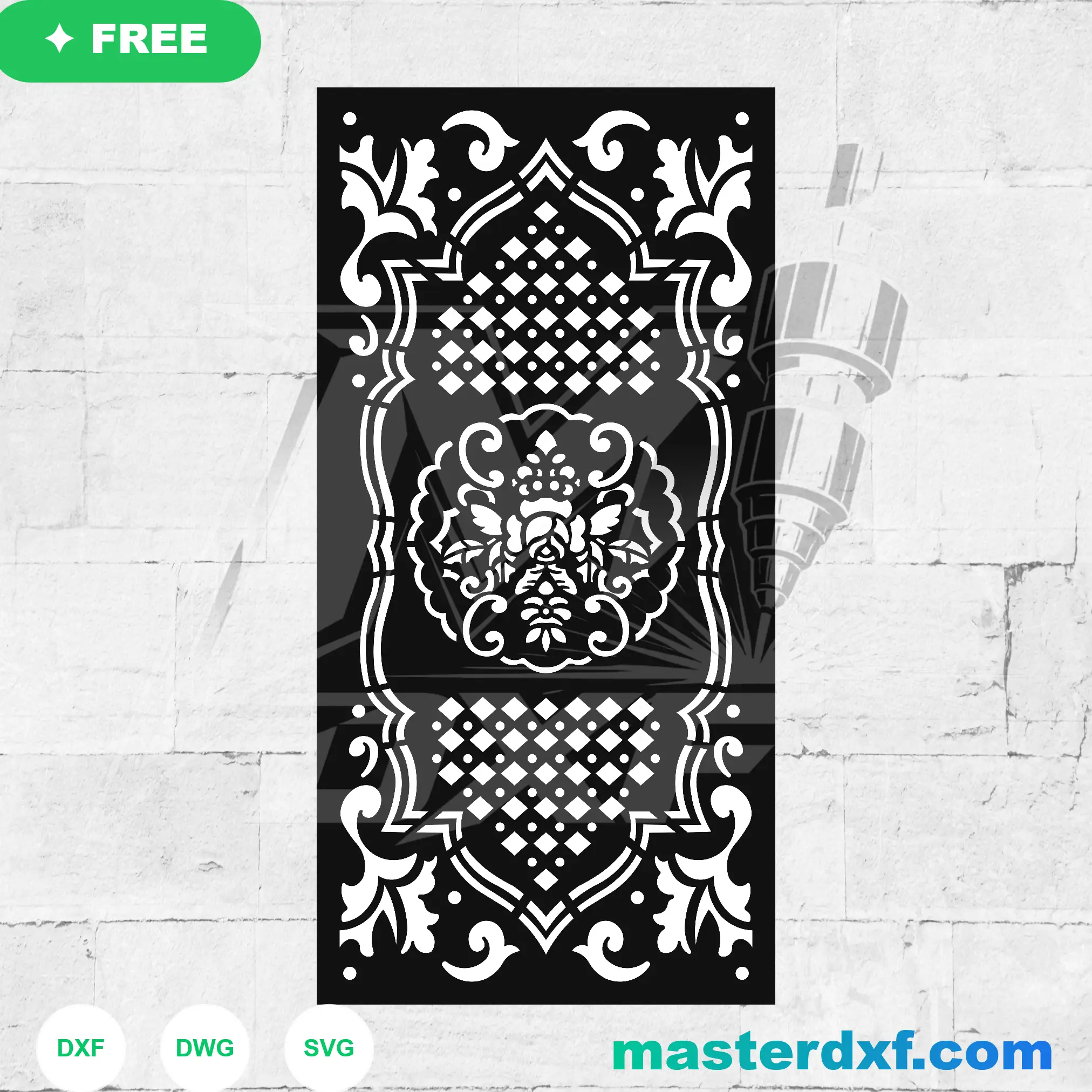 Traditional Arabic Floral Damask Scroll Pattern DXF File